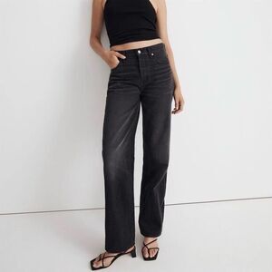 NWOT Madewell Women's Low-Slung Straight Jeans Black Size 23 Airy Denim
